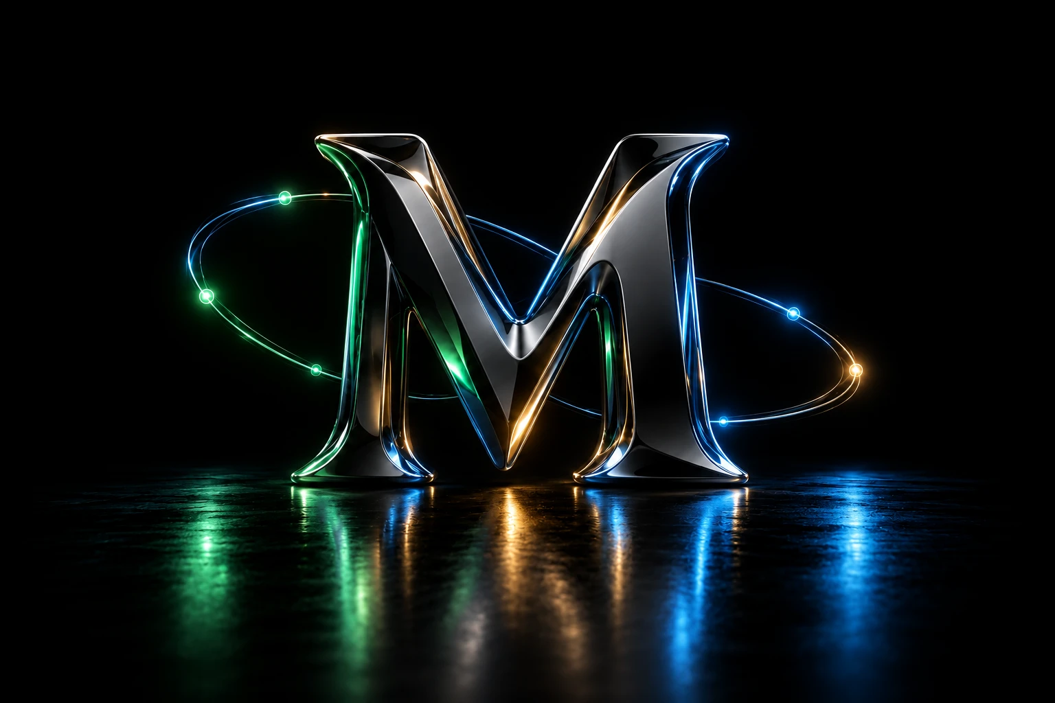 M Miranda esculpido em metal cromado com luzes coloridas